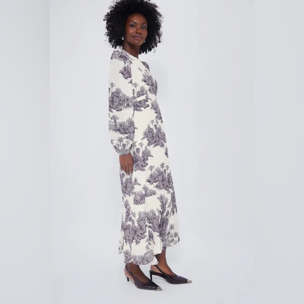 NWT Tuckernuck+India Hicks Cream Toile Long Sleeve Dress - Picture 2 of 7